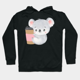 Cute Koala Drinking Coffee Koala Drinks Coffee First Sleepy cat I need coffee addict Hoodie